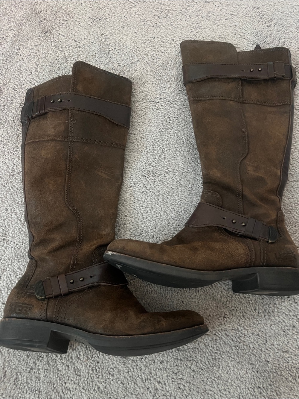 Ugg Women’s distressed  Brown Suede Leather Riding Boots Sz 6.5